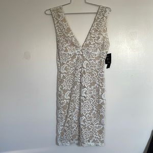 NWT Lulu's White Floral Embroidery w/ Sheer Colored Lining Dress Size XL